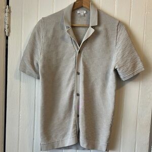 Beige Short Sleeve Button-Up Shirt